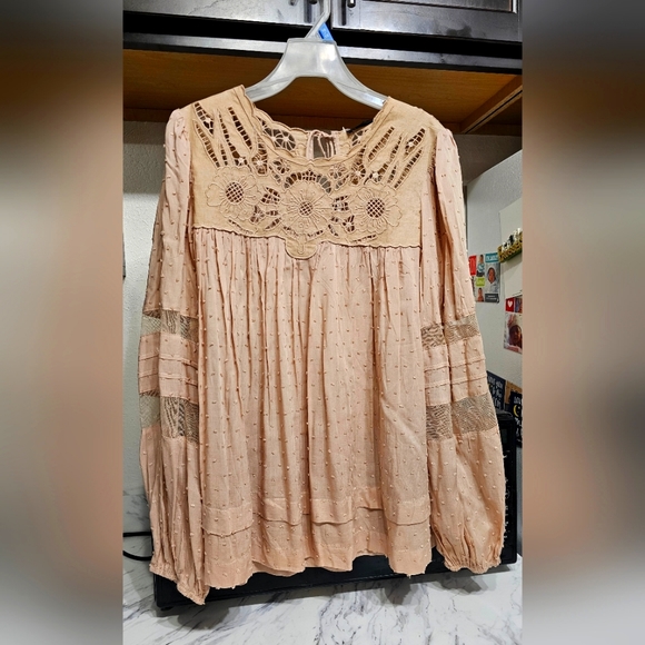 Miss Me Tops - Miss Me Women's Lace-Yoke Blouse - XL